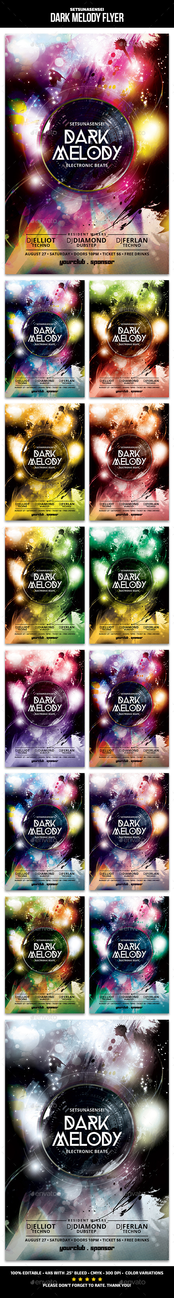 Dark Melody Flyer - Clubs & Parties Events