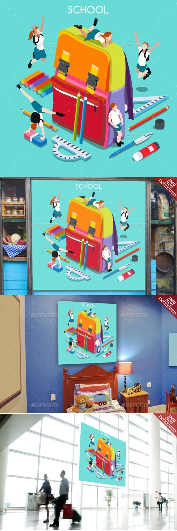 School Set of Isometric People School Set of Isometric People