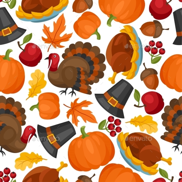 Happy Thanksgiving Day Seamless Pattern by incomible | GraphicRiver