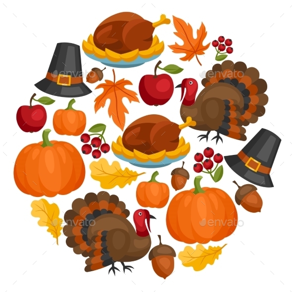 Happy Thanksgiving Day Card Design With Holiday - Seasons/Holidays Conceptual