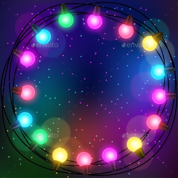 Celebration Background With Garland Of Bulbs - Christmas Seasons/Holidays