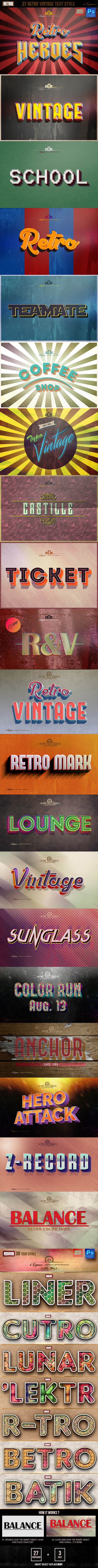 27 Retro & Vintage Style Bundle - Text Effects Styles