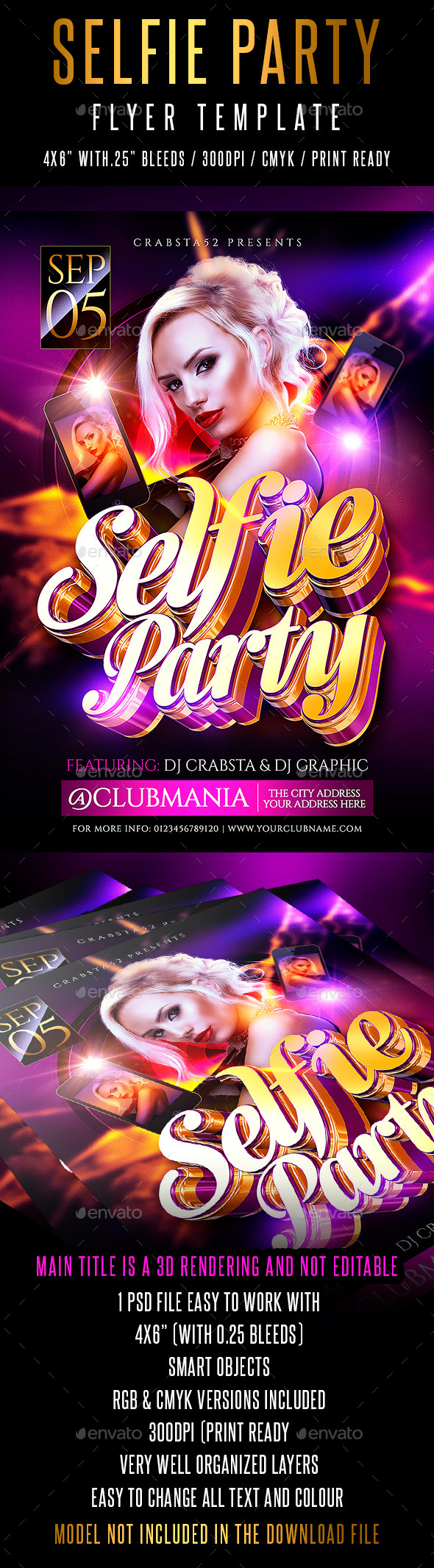 Selfie Party Flyer Template - Clubs & Parties Events