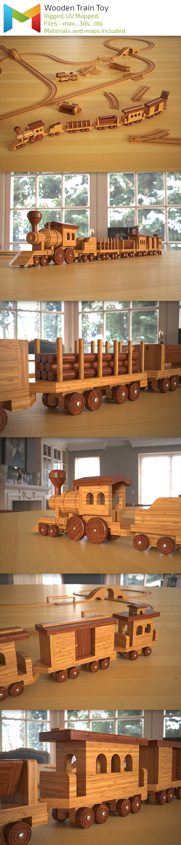Wood Train Toy - 3Docean 12628175