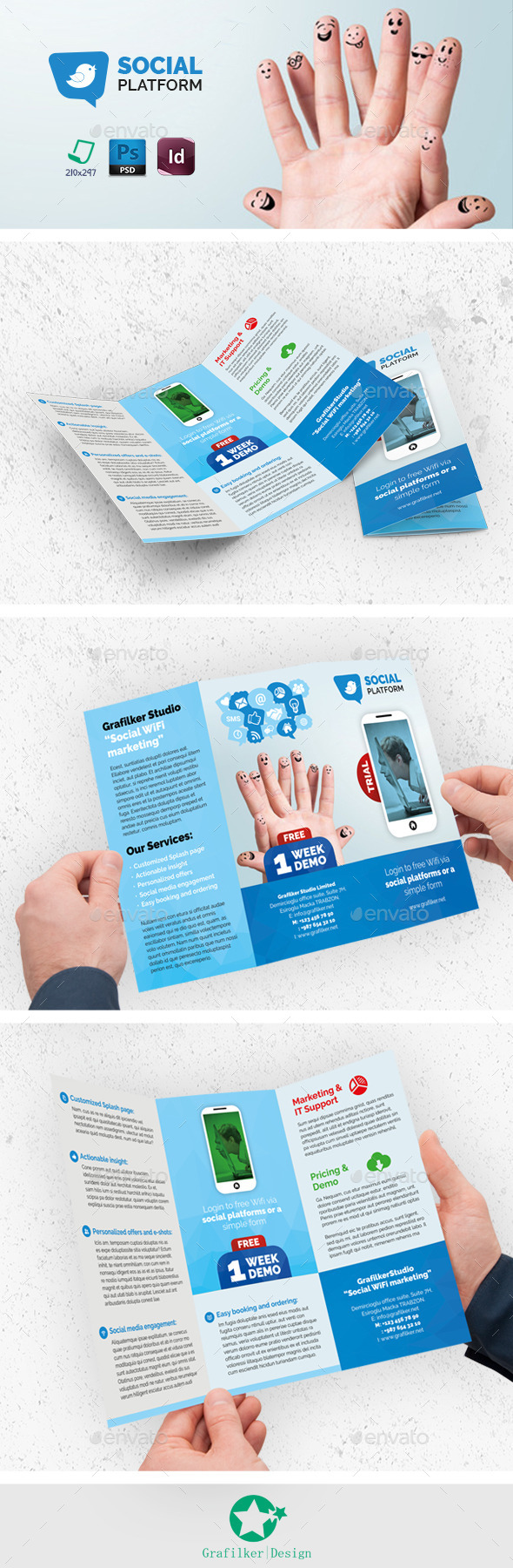 Social Team Tri-Fold Templates - Brochures Print Templates
