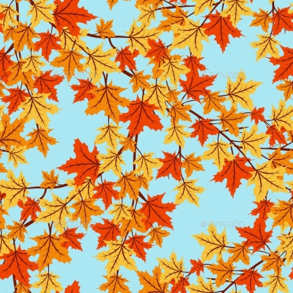 Autumn Leaves Seamless Pattern - Seasons Nature