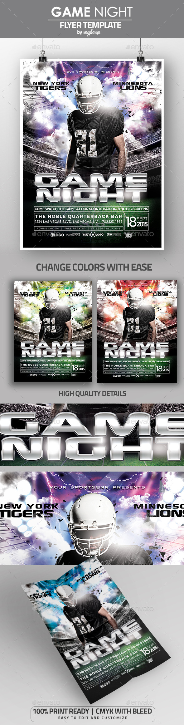 Game Night Football Flyer Poster Template Game Night Football Flyer Poster Template