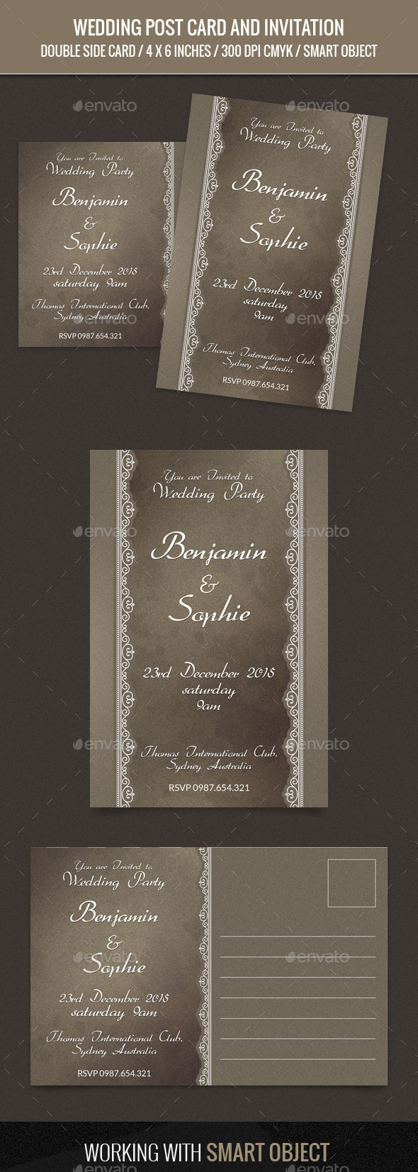 Wedding Invitation Post Card Template - Weddings Cards & Invites