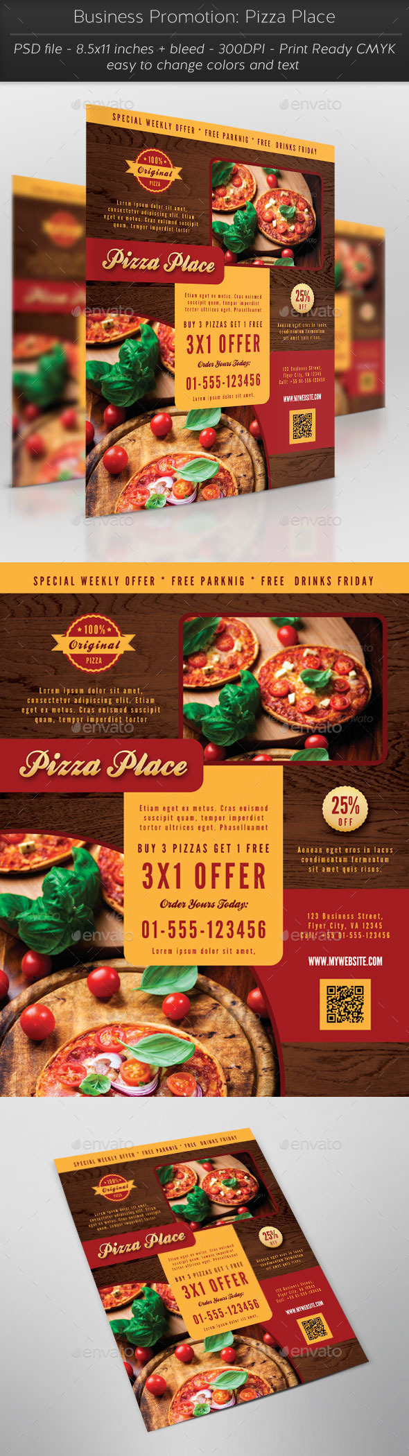 Business Promotion: Pizza Place - Restaurant Flyers