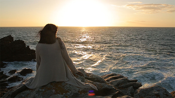 Girl and Sea Sunset