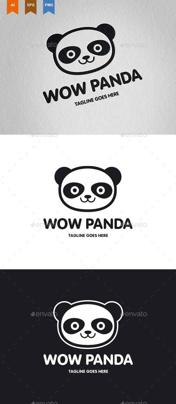 Wow Panda Logo - Animals Logo Templates
