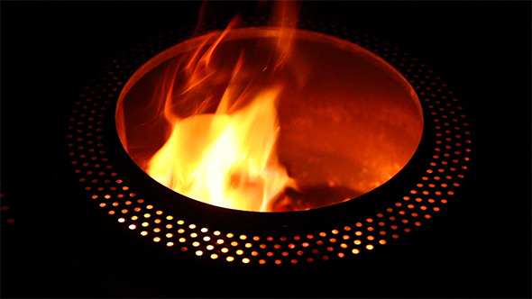 Burning Fire Barrel at Night Burning Fire Barrel at Night