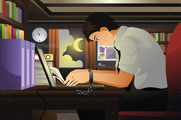 Businessman Working with His Hands Tied - Concepts Business