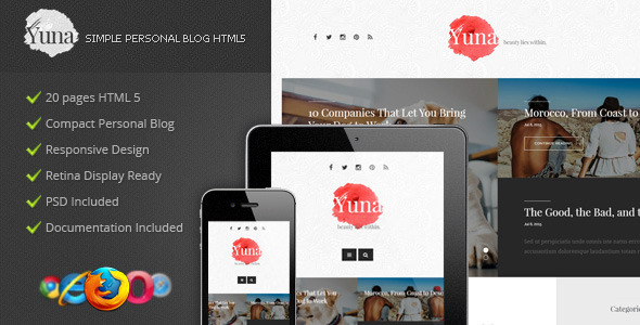 Yuna - Personal Blog HTML5 Template