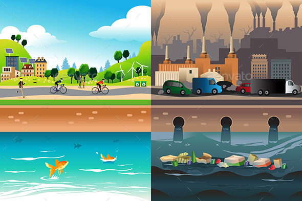 Healthy City Versus Polluted City - Conceptual Vectors