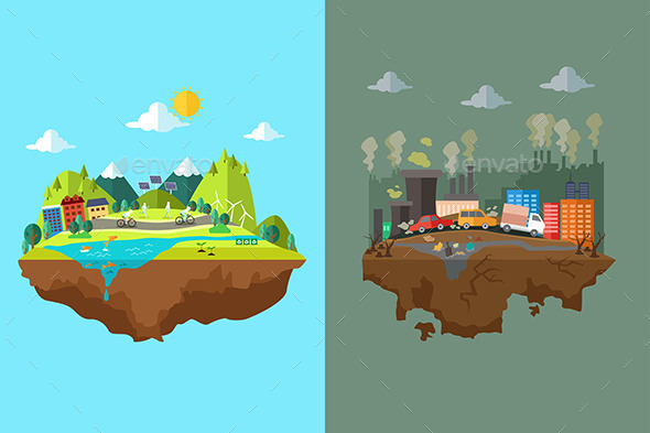 Comparison of Clean City and Polluted City - Conceptual Vectors