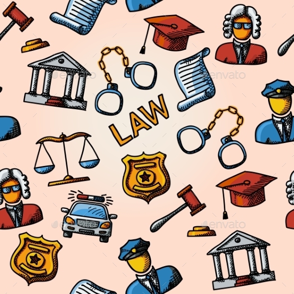 Seamless Law Handdrawn Pattern With- Scales - Patterns Decorative