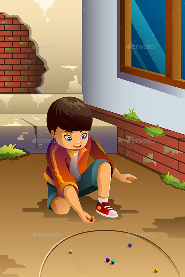 Boy Playing Marbles - People Characters