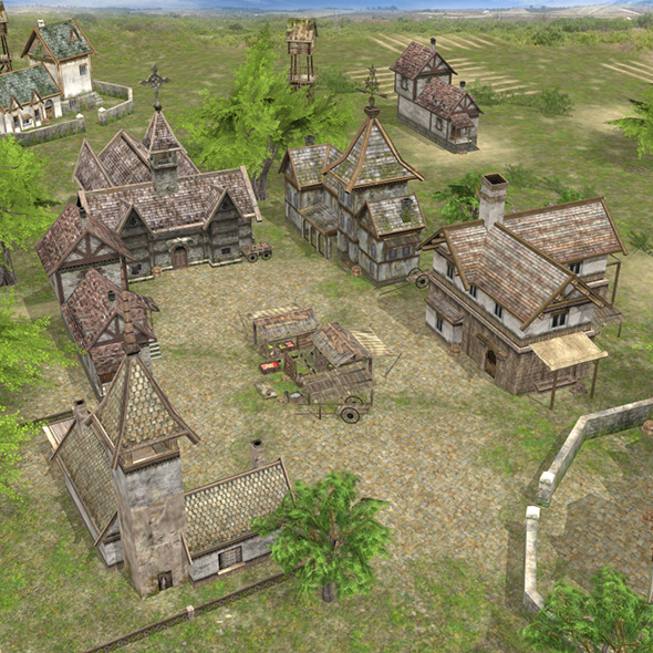 Realistic Village Scene - 3Docean 12637424