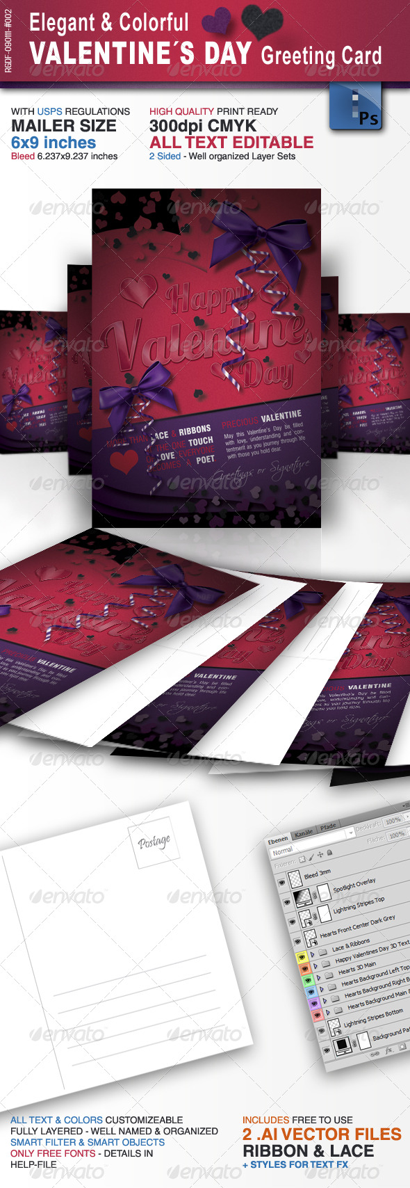 Elegant & Colorful Valentine´s Day Greeting Card