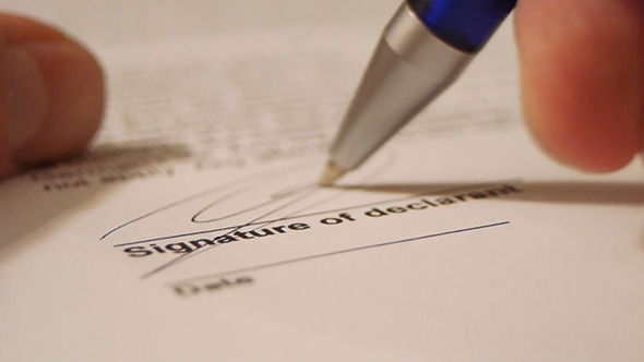 Declarant Signing Legal Papers
