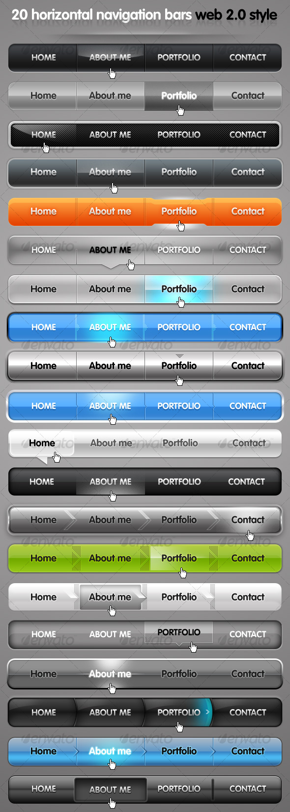 20 Horizontal Nav Bars -Web 2.0 Style- - Web Elements