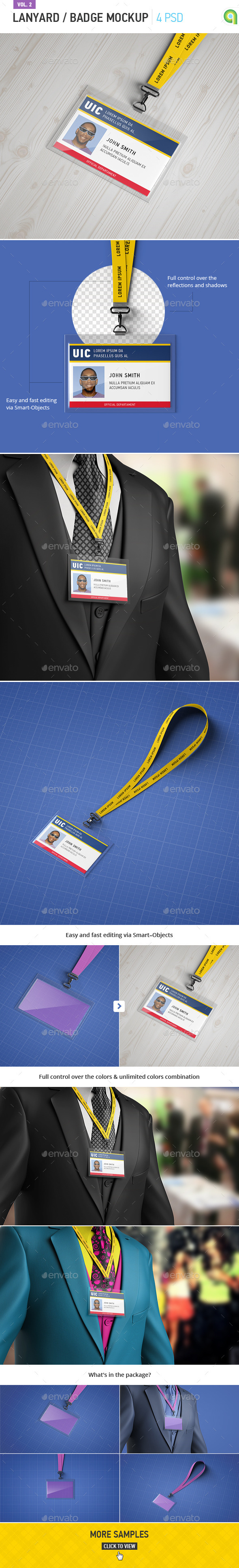 Horizontal Lanyard Badge Mock-up Horizontal Lanyard Badge Mock-up