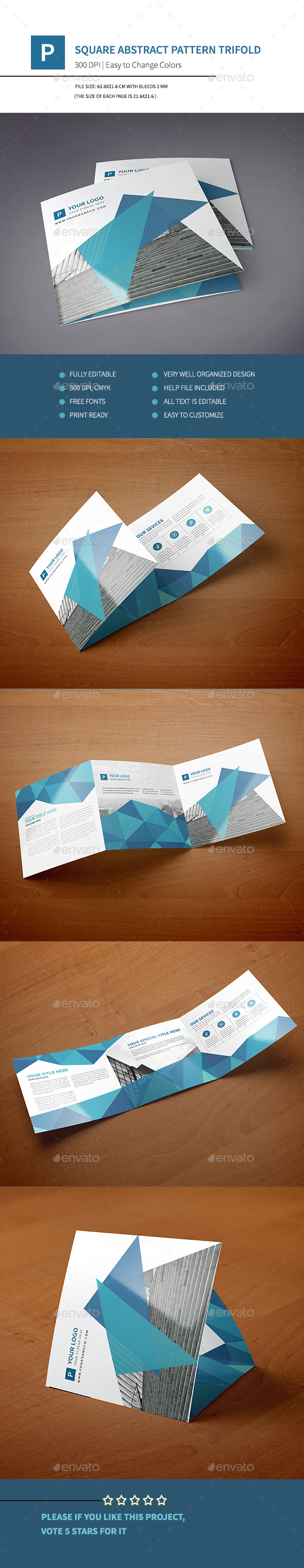 Square Abstract Pattern Trifold II - Corporate Brochures