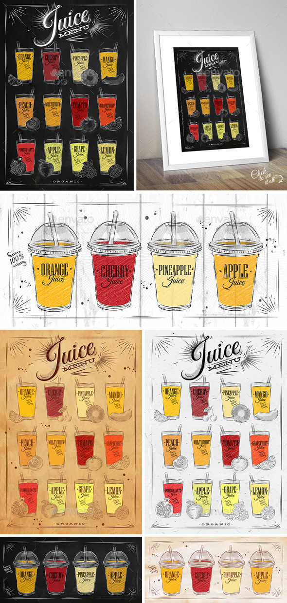 Juice Menu Posters - Food Objects