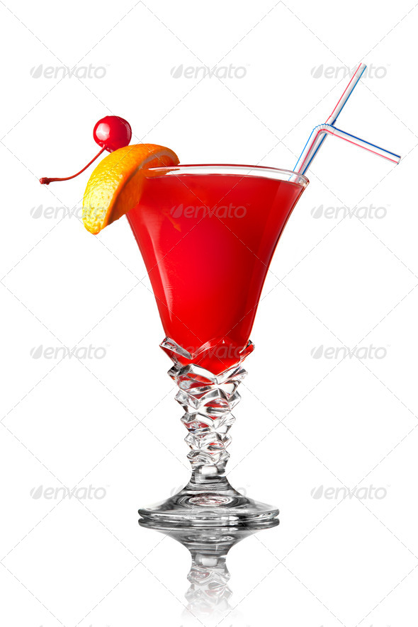 red cocktail isolated on white - Stock Photo - Images