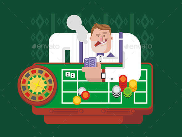 Gambler Playing Roulette - People Characters