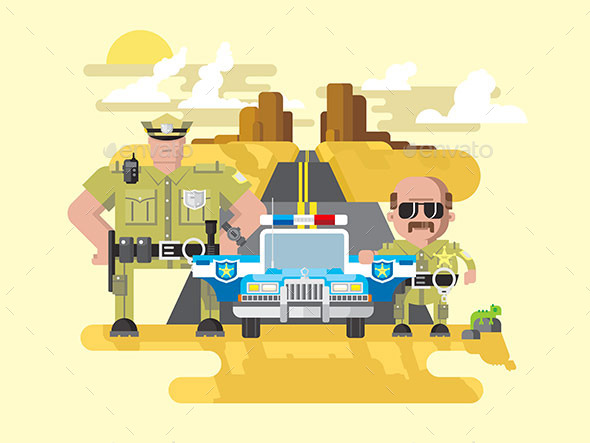 Texas Police Flat Style - People Characters
