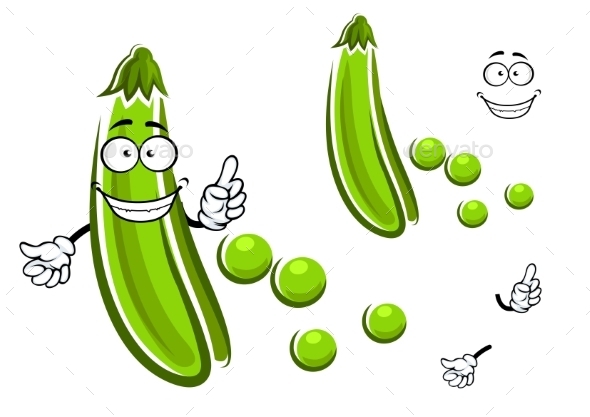 Cartoon Green Pea Pod Vegetable Cartoon Green Pea Pod Vegetable
