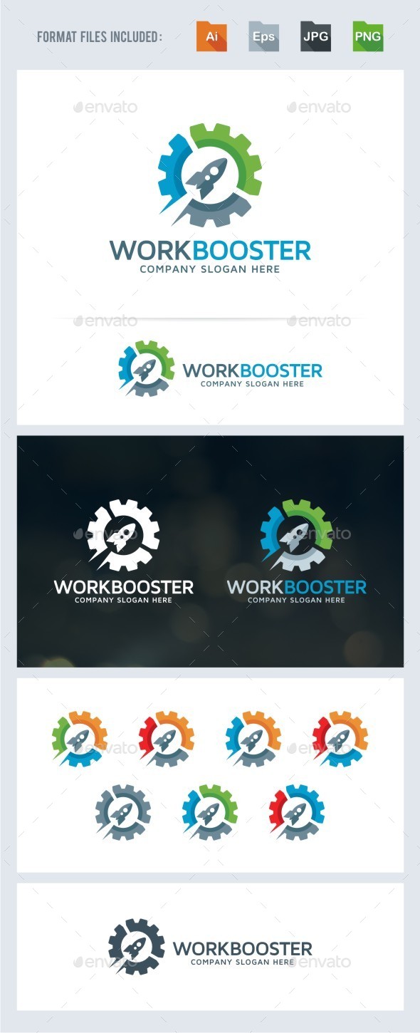 Work Booster - Rocket Gear Logo Template - Symbols Logo Templates
