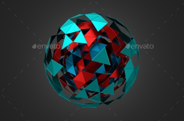 Low Poly Metal Sphere With Chaotic Structure. - Tech / Futuristic Backgrounds