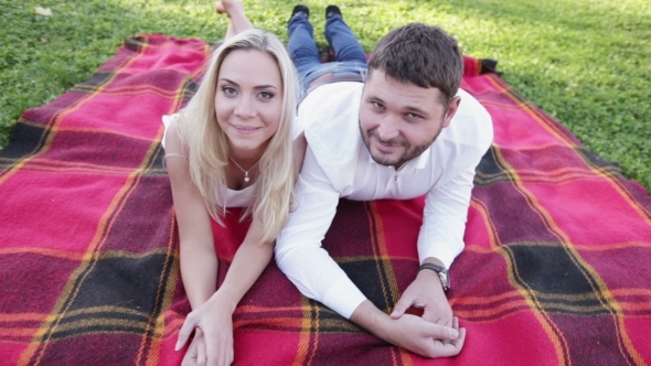 Cheerful Couple On Picnic