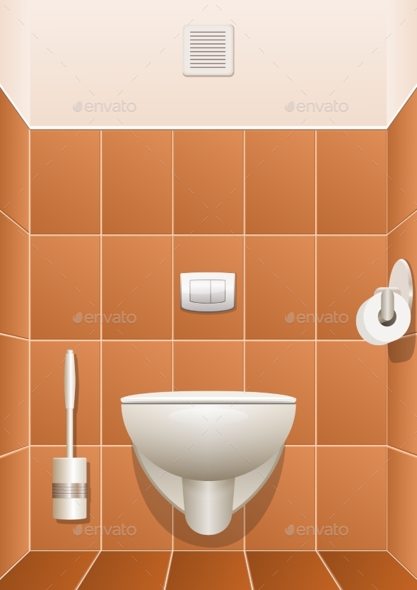 Toilet In a Building Interior. Vector Illustration - Buildings Objects