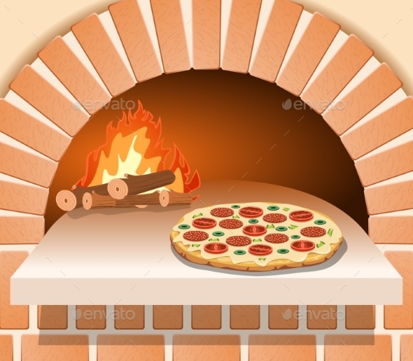 Vector Italian Pizza With Tomato, Sausage - Food Objects
