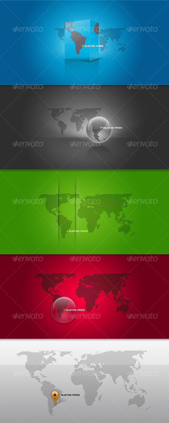 4 Pixel-Based World Maps - Web Elements