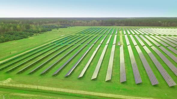 Ecology of Solar Power Plant Panels in the Fields Green Energy on a Sunny Day alt