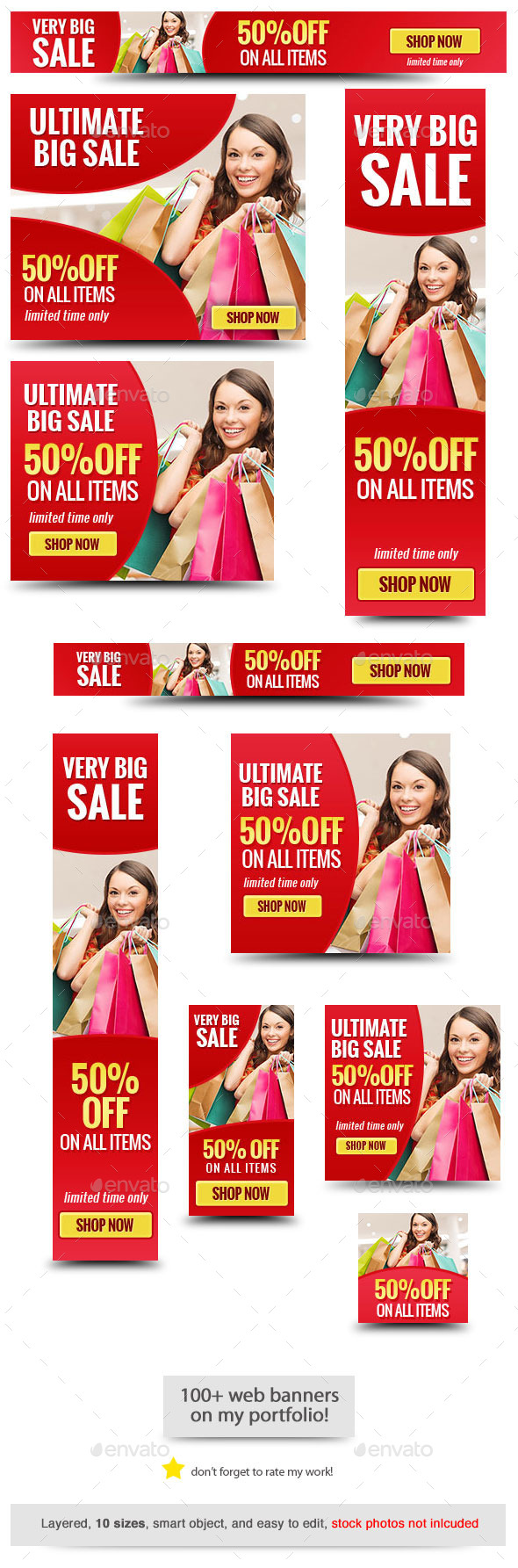 Big Red Sale Banner Template - Banners & Ads Web Elements