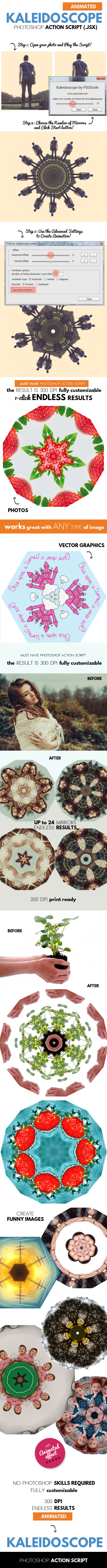 Animated Kaleidoscope Photoshop Tool - Photo Effects Actions