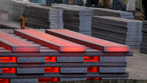 Hot Steel Ingots In Warehouse, Surface Cleaning