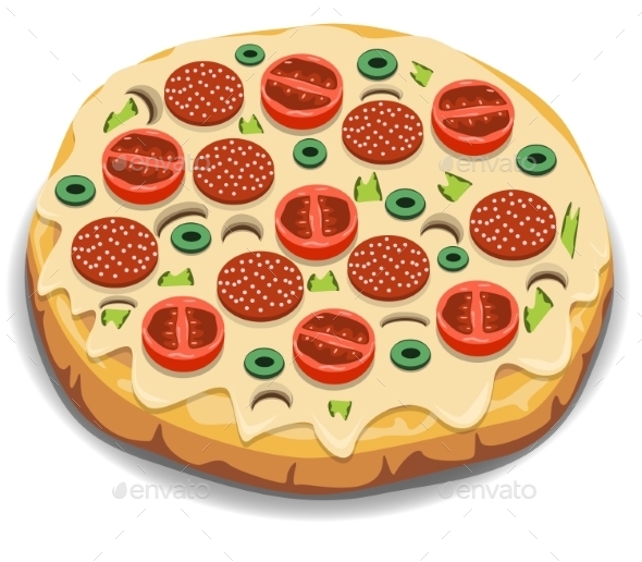 Italian Pizza with Tomato and Sausage - Food Objects