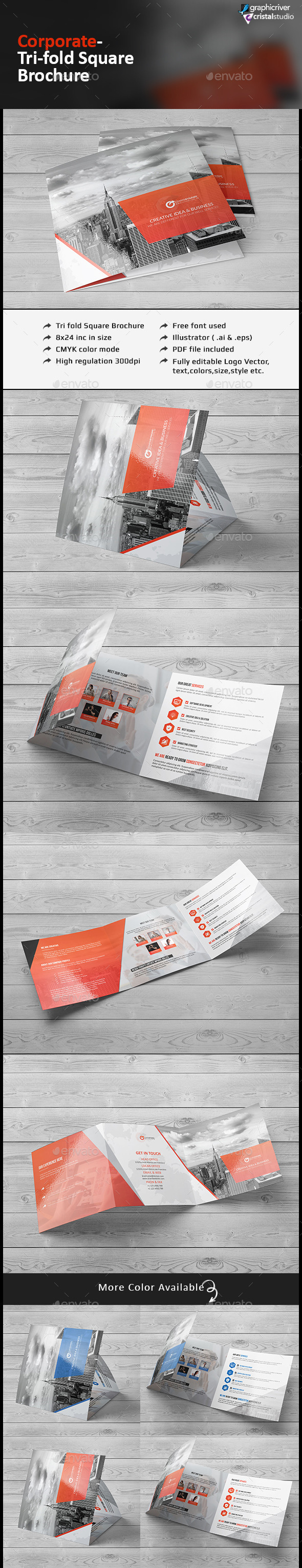 Square Tri-fold Brochure-Multipurpose - Corporate Brochures