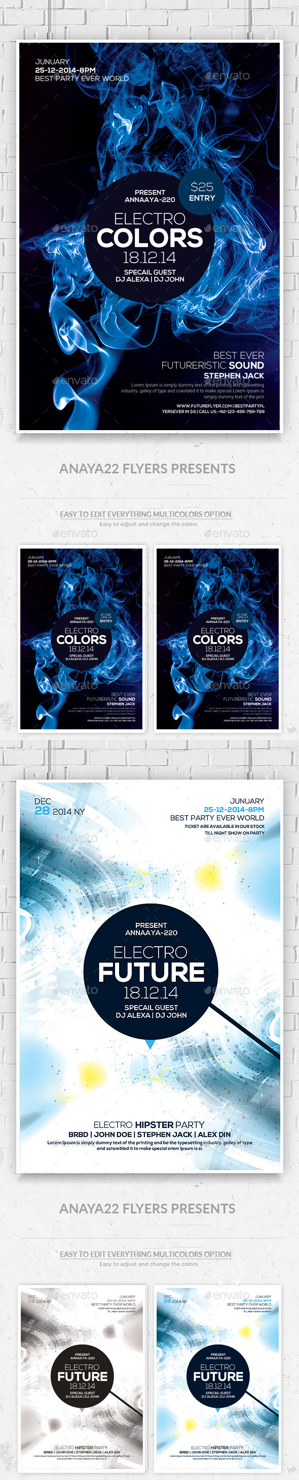Electro Smoke Futuristic Flyers Bundle - Clubs & Parties Events