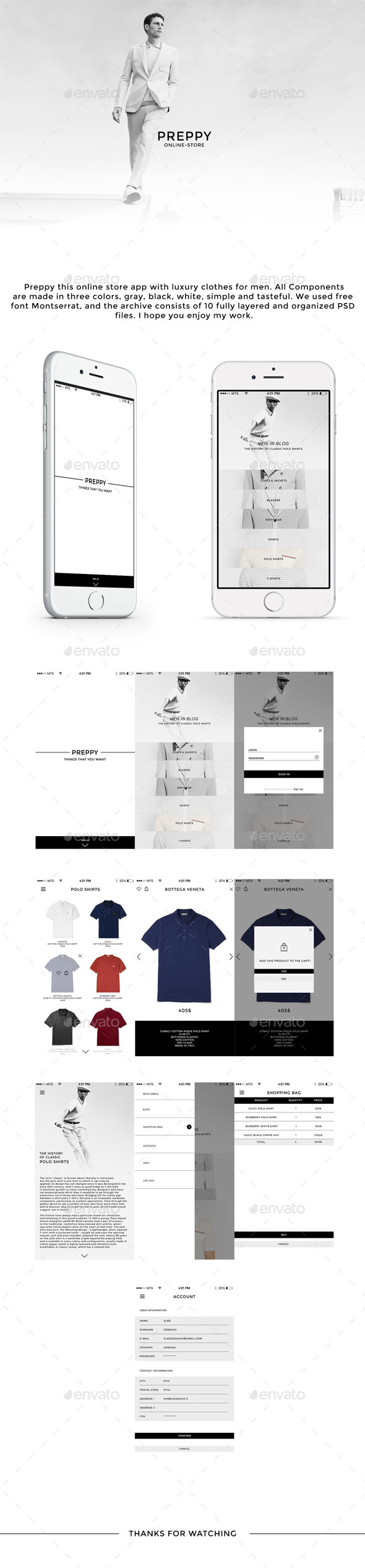 Preppy Online-store App - User Interfaces Web Elements
