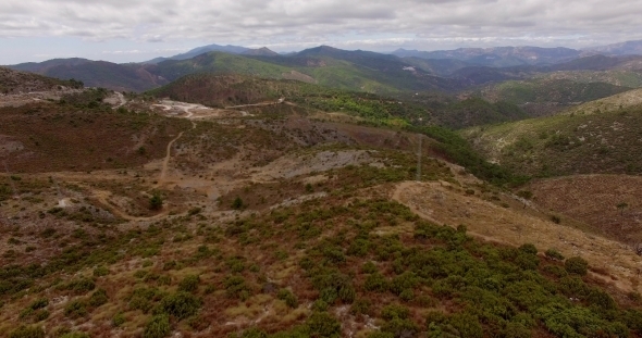 Aerial View From Flying Drone Spanish Mountains