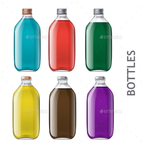 Set of Realistic Bottles - Man-made Objects Objects