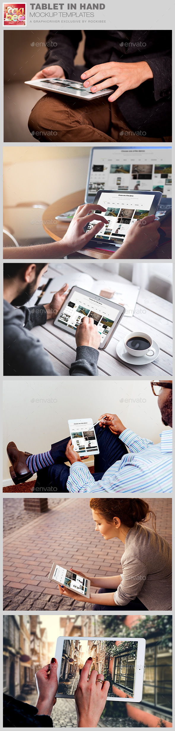 Tablet in Hand Mockup Template - Product Mock-Ups Graphics